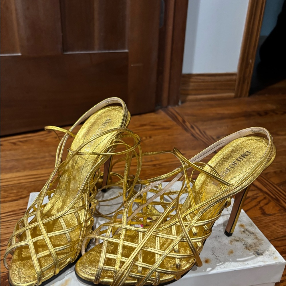 Emilio Pucci Dazzling Gold Strappy Heels